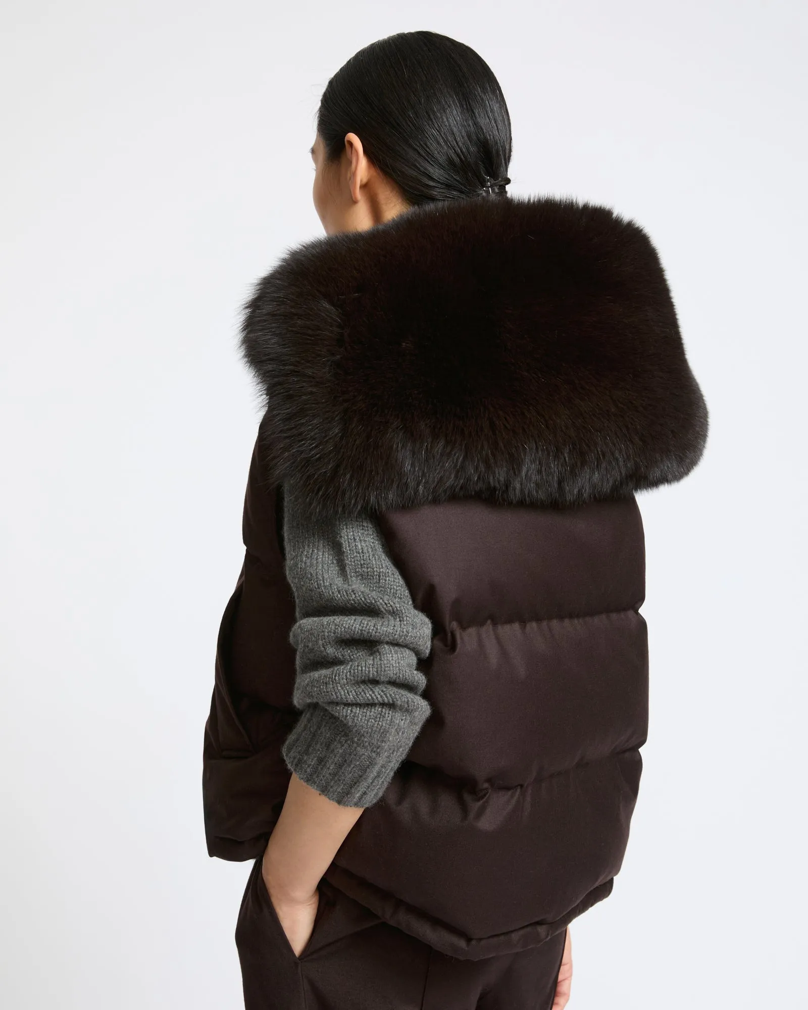 Gilet en flanelle avec col en fourrure de renard sold by Yves Salomon product image thumbnail 5