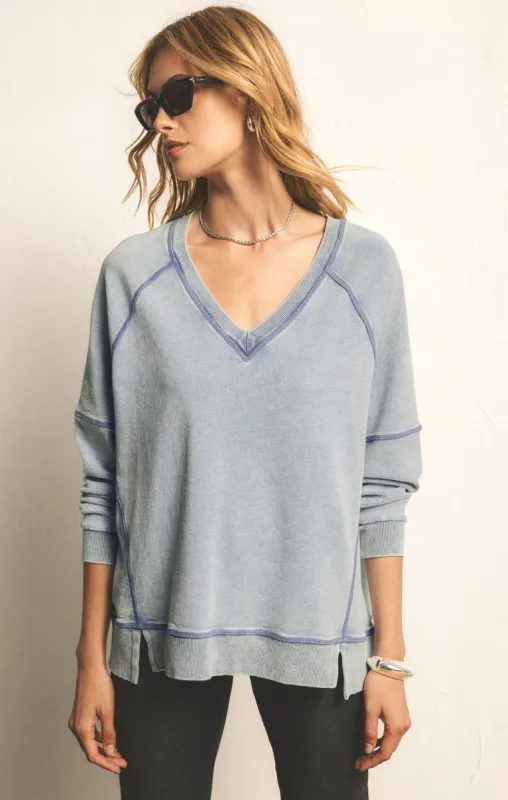 Easy V-Neck Knit Denim Sweatshirt sold by Z Supply