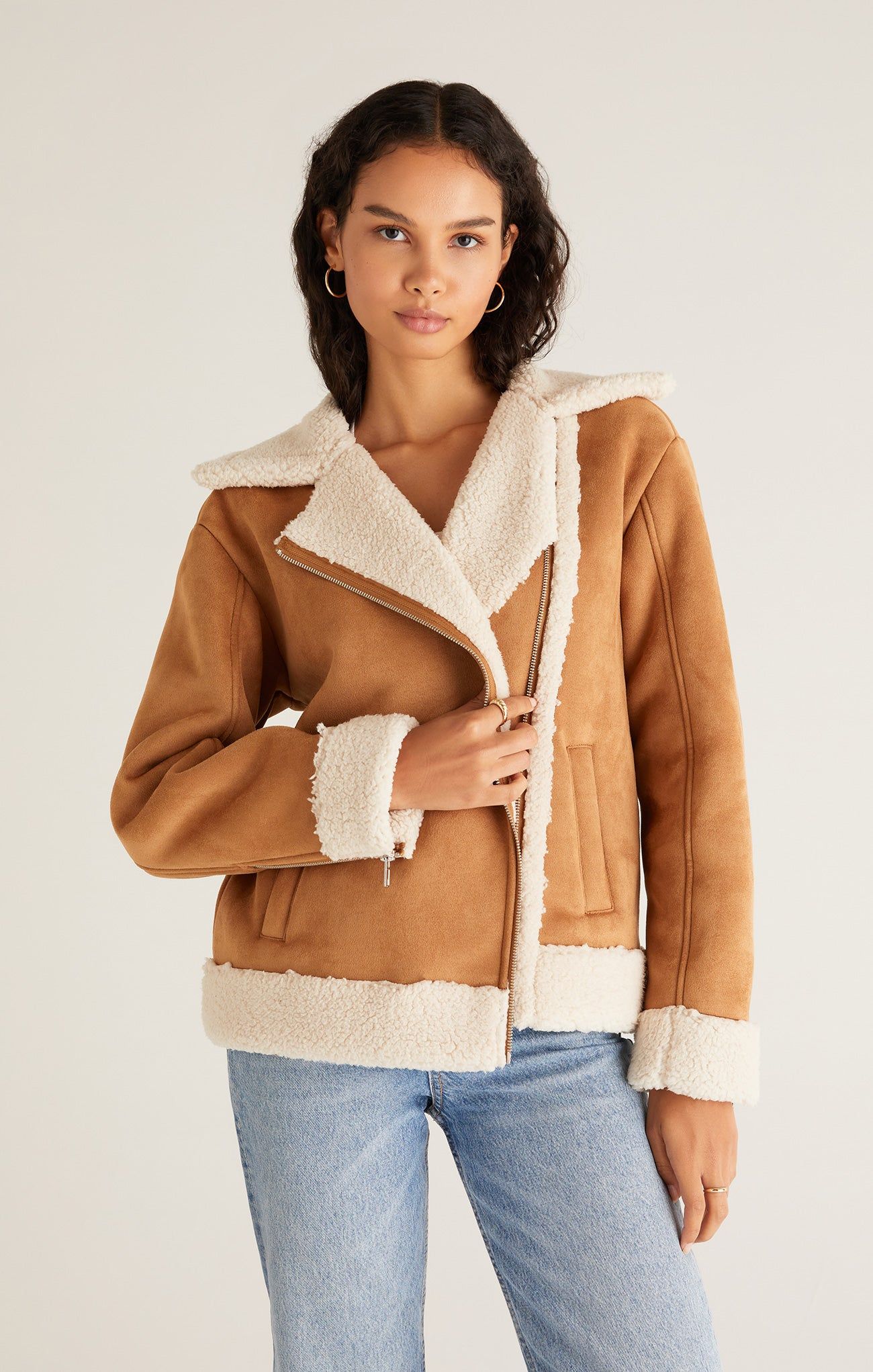 Celeste Faux Suede & Sherpa Jacket sold by Z Supply