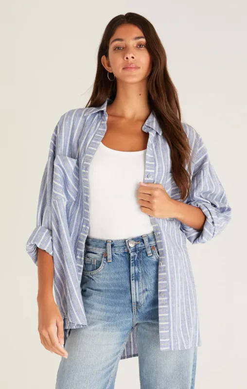 Natalia Striped Button Up Linen Top sold by Z Supply