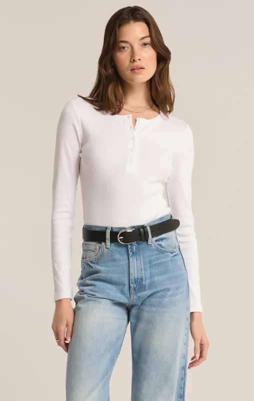 Samara Rib Henley Long Sleeve Bodysuit sold by Z Supply