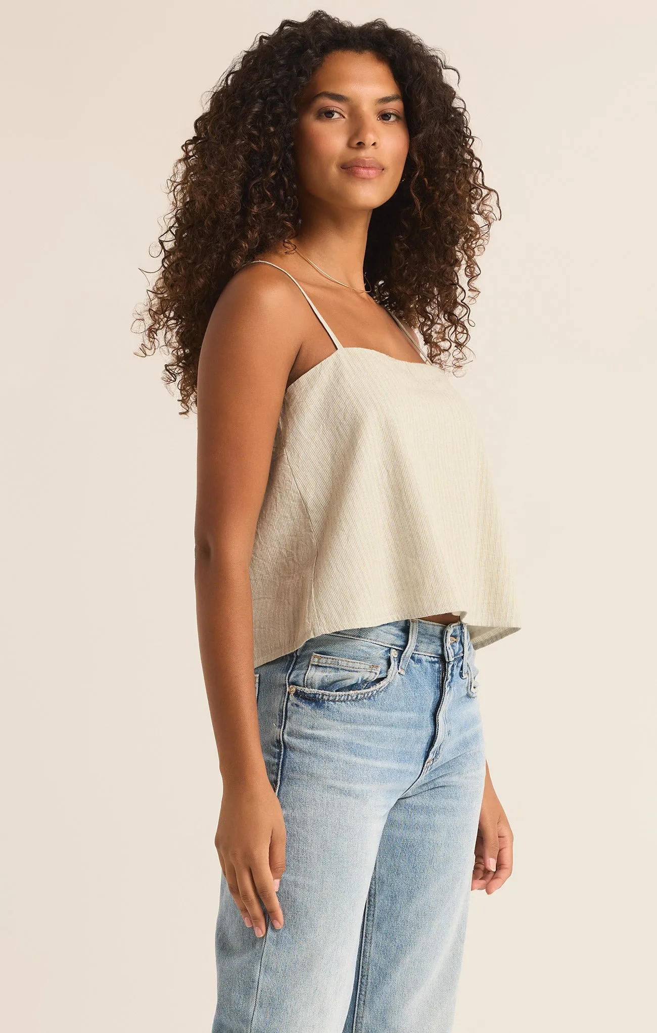 Ballast Casita Linen Stripe Cropped Tank sold by Z Supply product image thumbnail 5