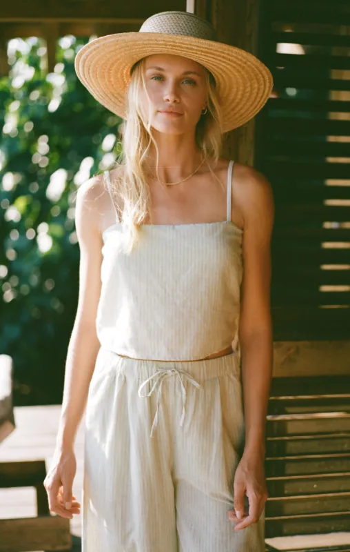 Ballast Casita Linen Stripe Cropped Tank sold by Z Supply