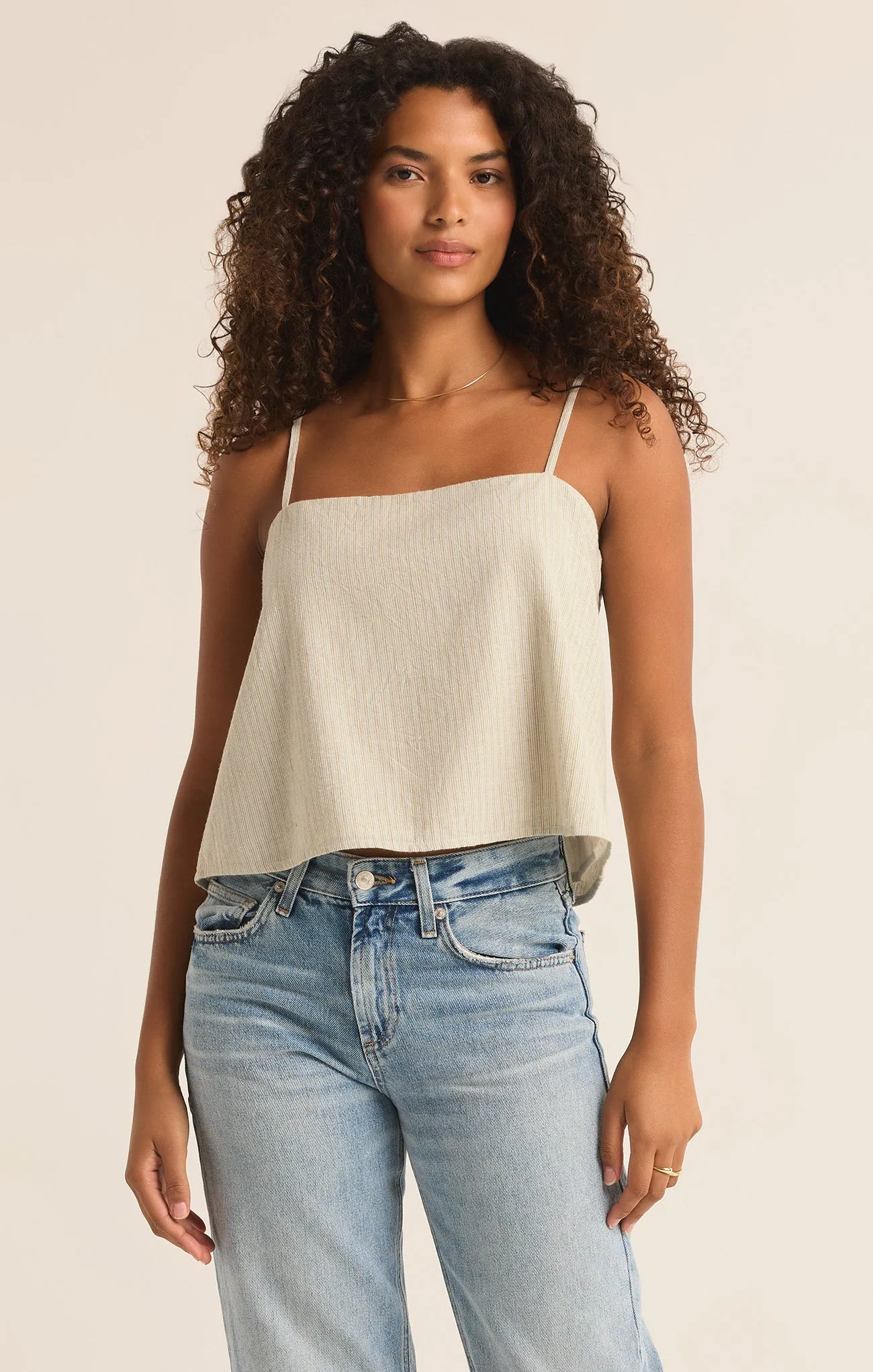 Ballast Casita Linen Stripe Cropped Tank sold by Z Supply product image thumbnail 3