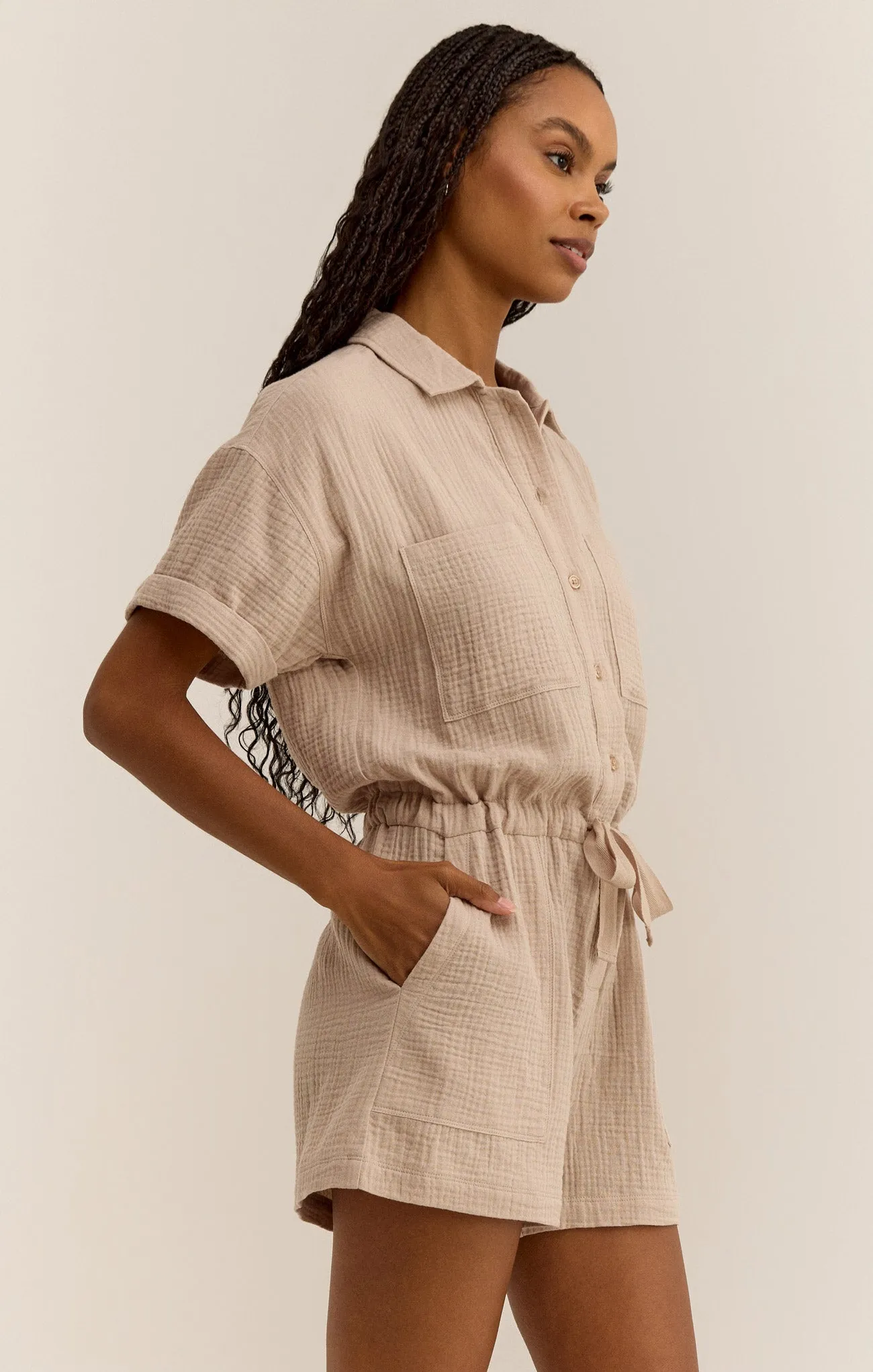 Lookout Gauze Romper sold by Z Supply product image thumbnail 3