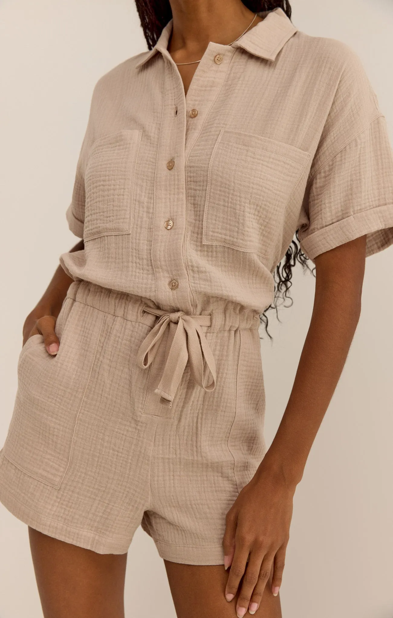 Lookout Gauze Romper sold by Z Supply product image thumbnail 5