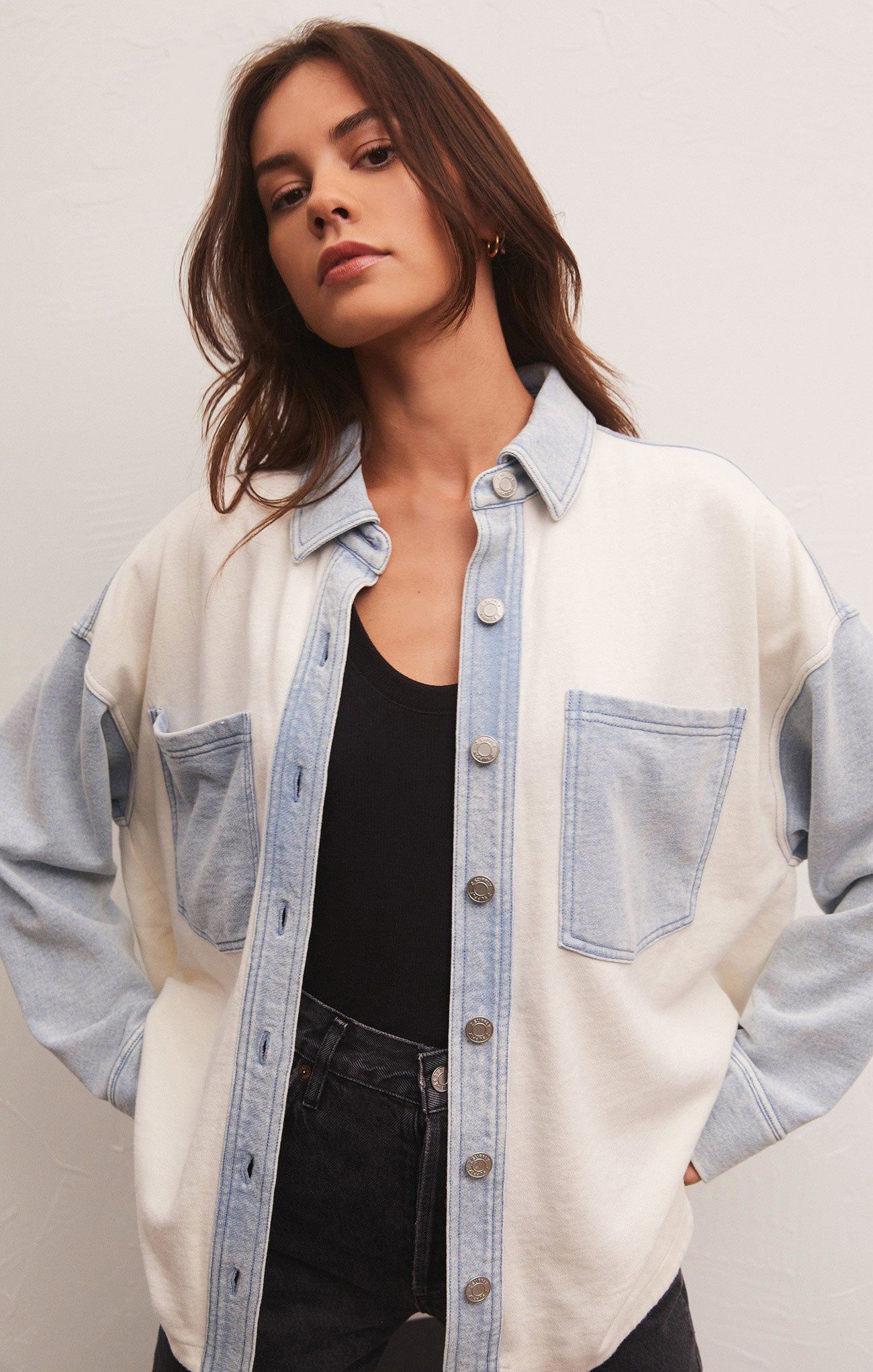 All Day Knit Denim Color Block Jacket sold by Z Supply product image thumbnail 8