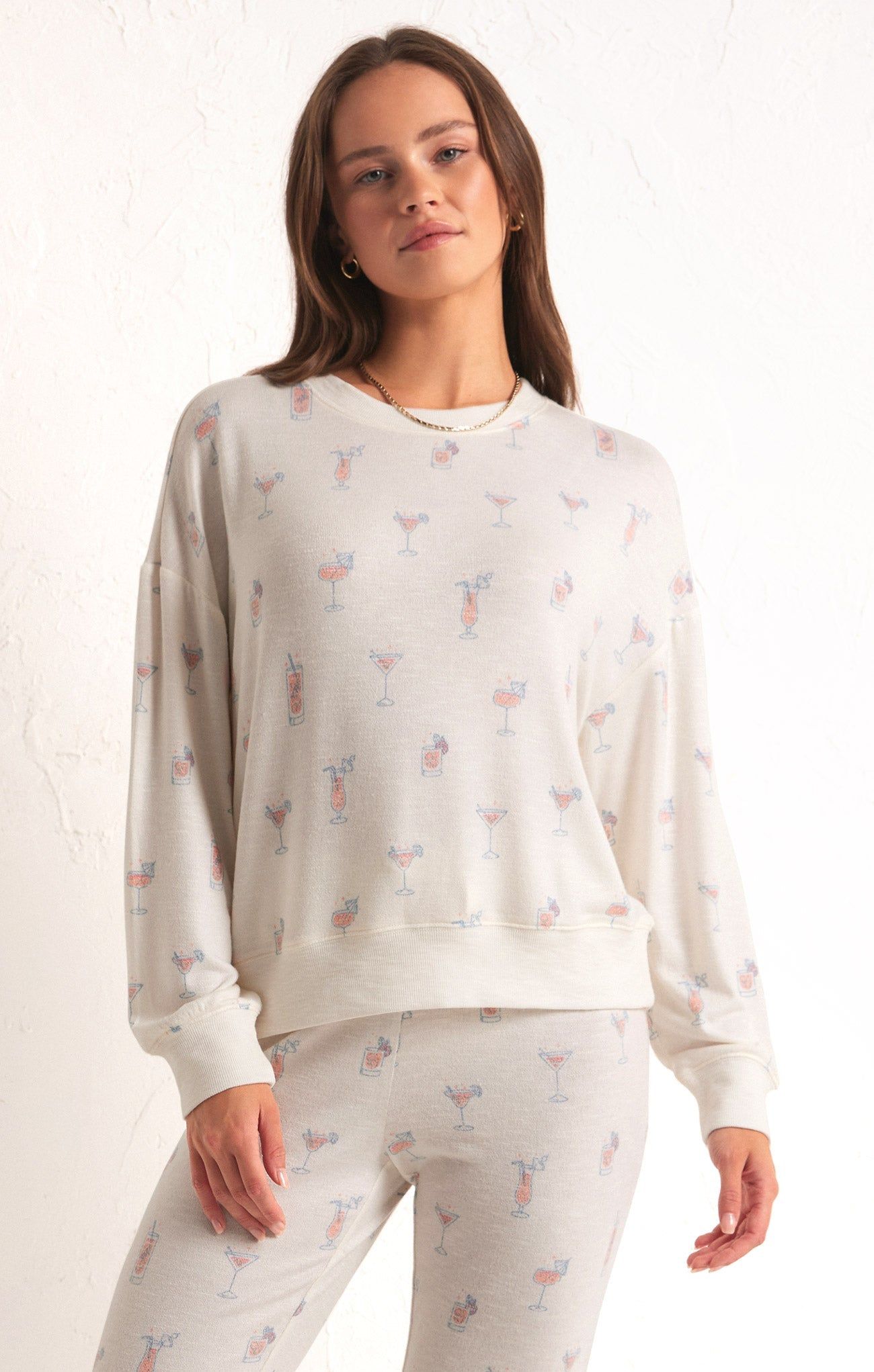 Happy Hour Cocktails Long Sleeve Top sold by Z Supply