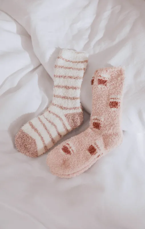 Latte & Stripes Plush Socks (2-Pack) sold by Z Supply