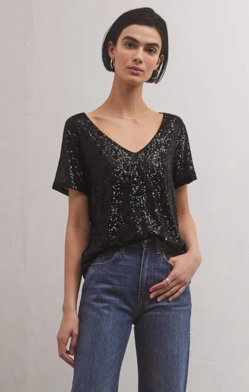 Marbella V-Neck Sequin Top sold by Z Supply