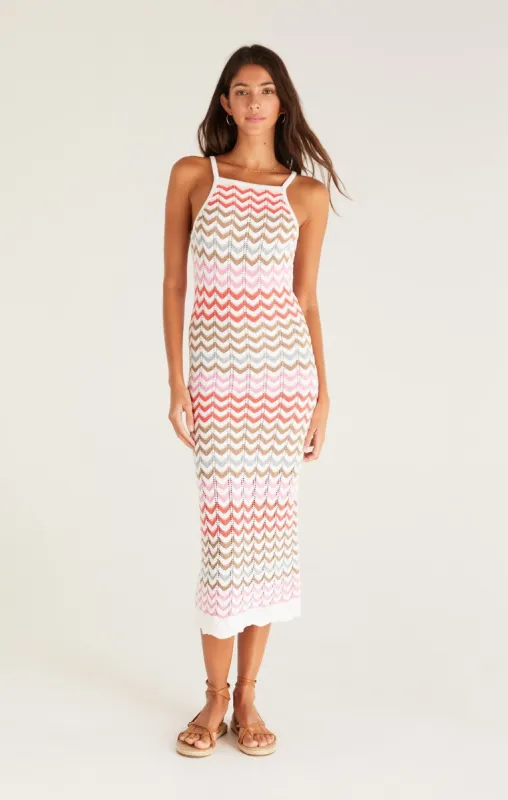 Camille Stripe Crochet Midi Dress made by Z Supply