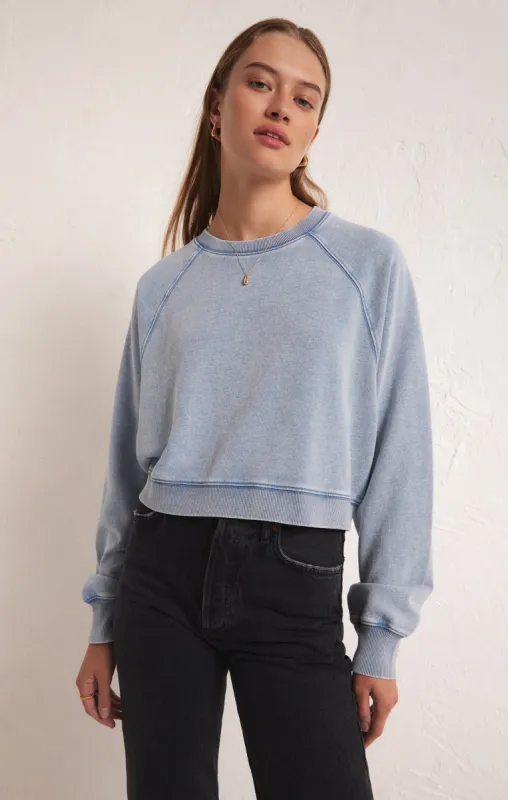 Crop Out Knit Denim Sweatshirt sold by Z Supply