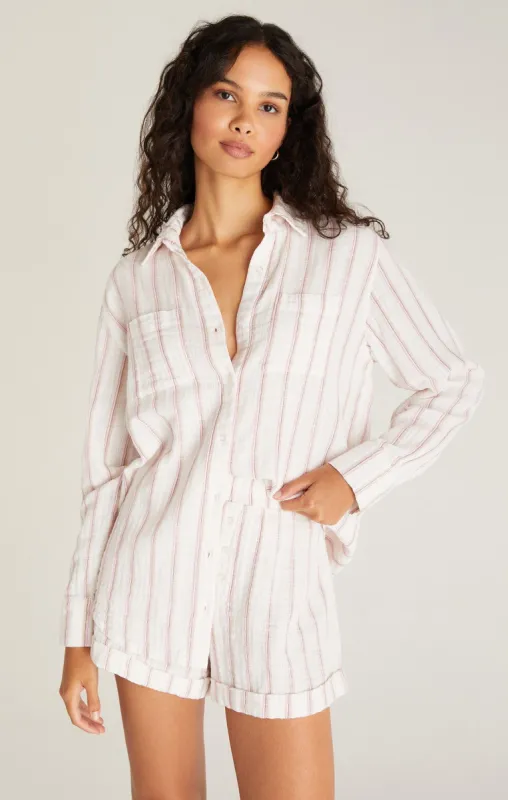 Saturdays Stripe Gauze Button Up Shirt sold by Z Supply