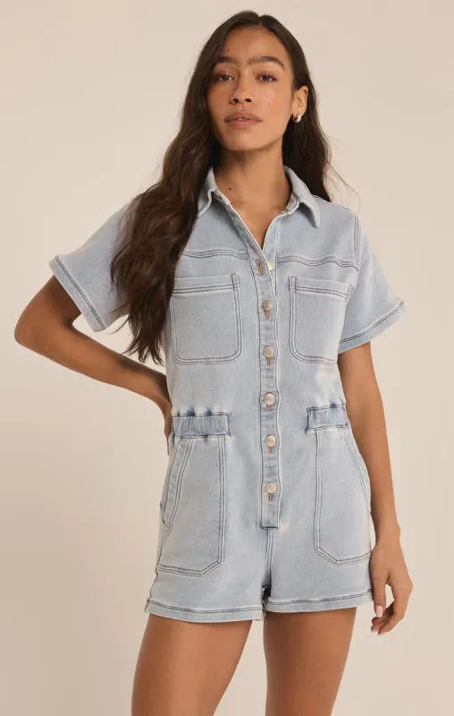 Elias Knit Denim Romper sold by Z Supply