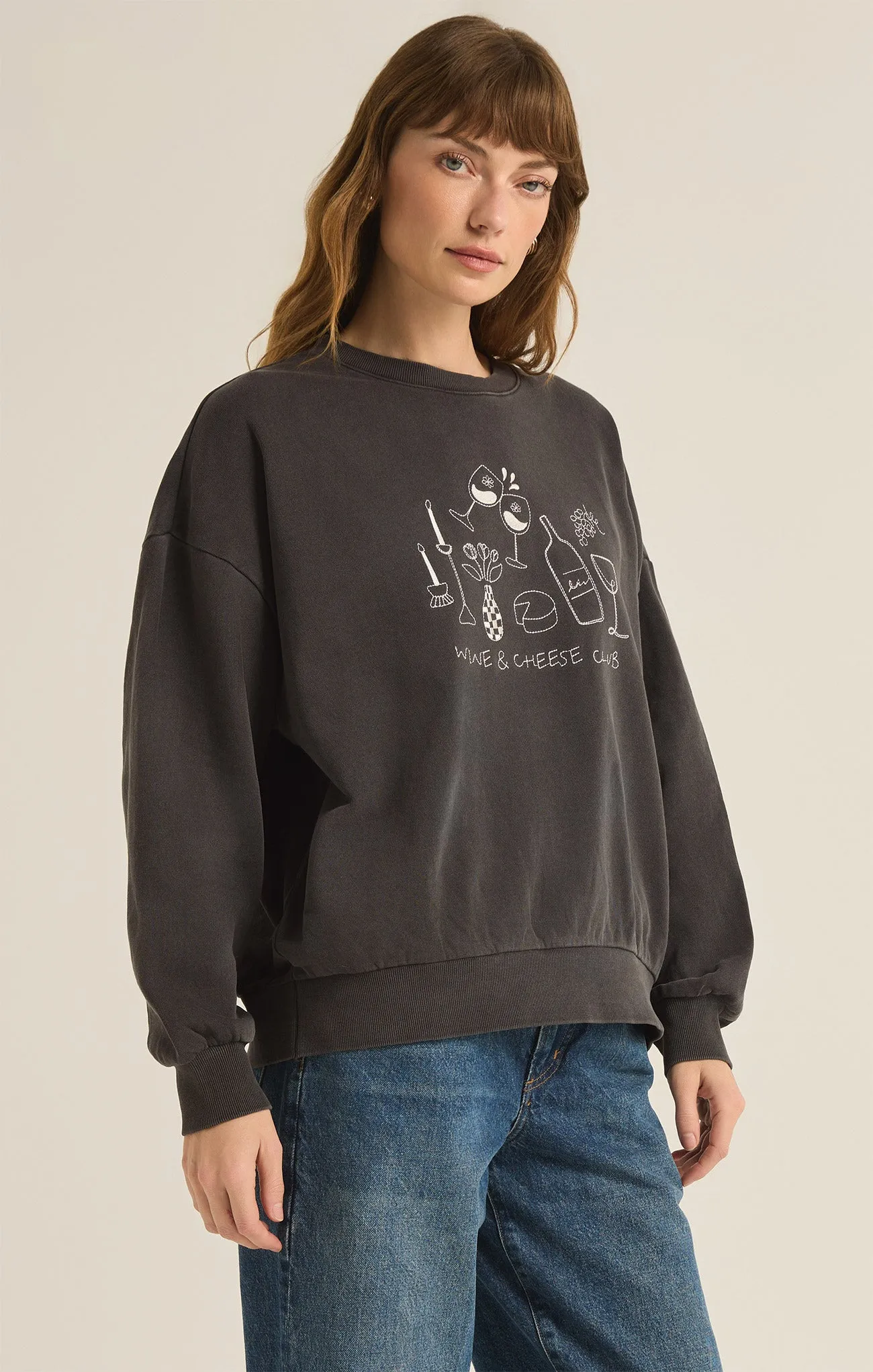 Wine Club Embroidered Sunday Sweatshirt sold by Z Supply product image thumbnail 3