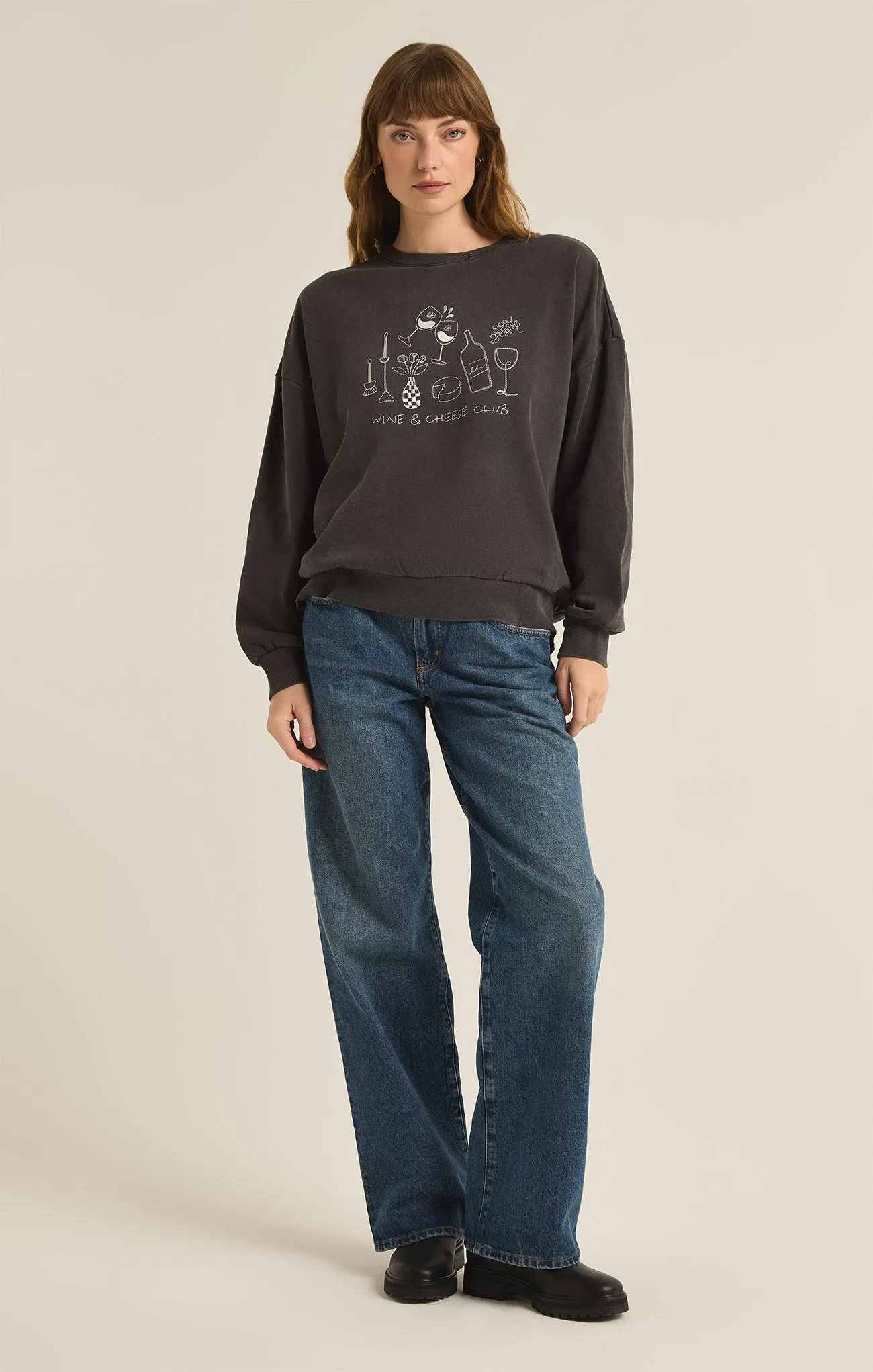 Wine Club Embroidered Sunday Sweatshirt sold by Z Supply product image thumbnail 4