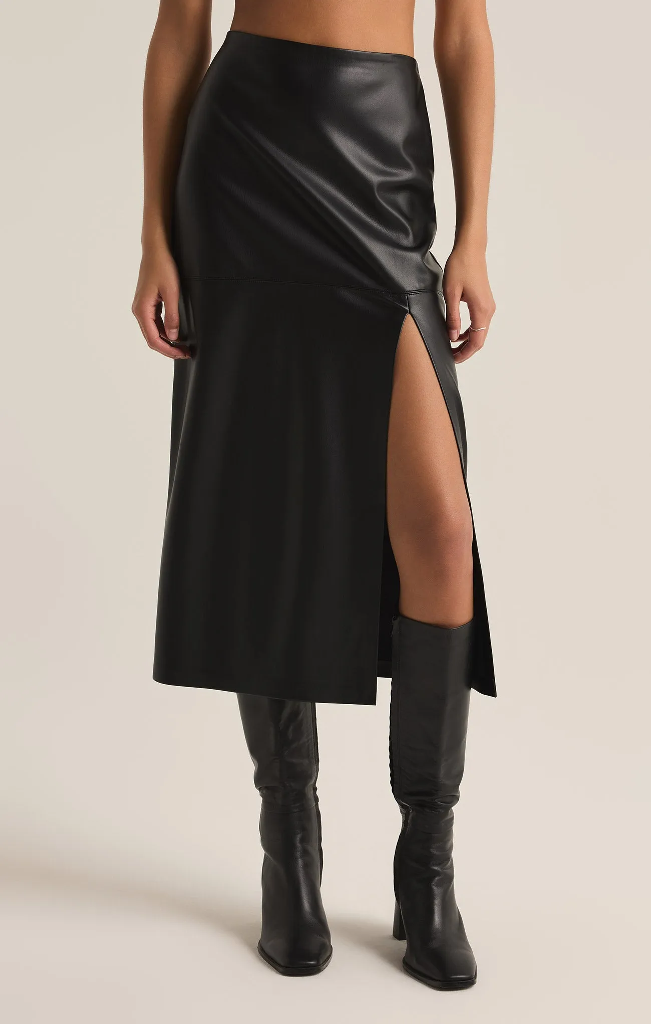Metropolitan Faux Leather Midi Skirt sold by Z Supply