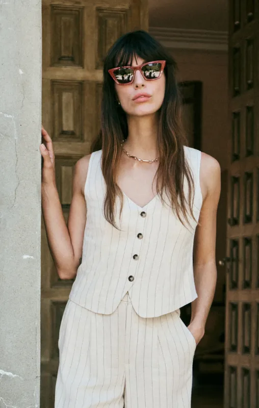 Belfort Pinstripe Linen Vest sold by Z Supply