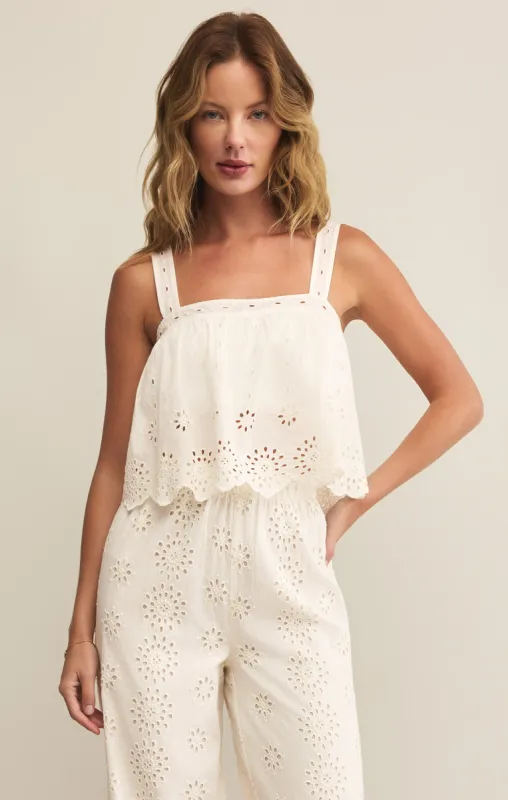 Dorean Eyelet Cropped Tank sold by Z Supply