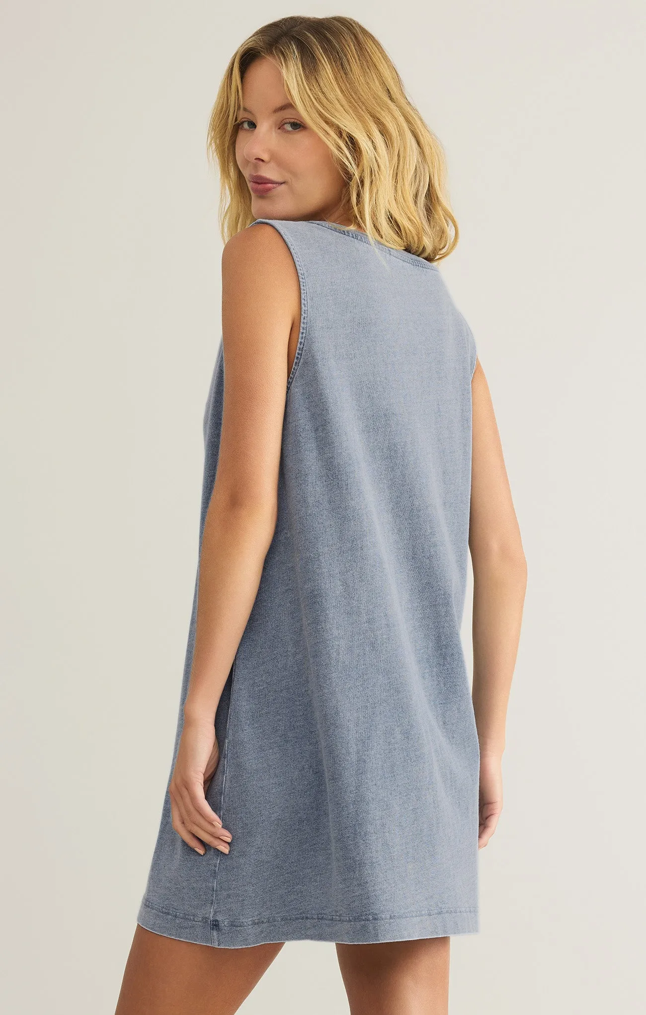 Sloane V-Neck Jersey Denim Mini Dress sold by Z Supply product image thumbnail 2