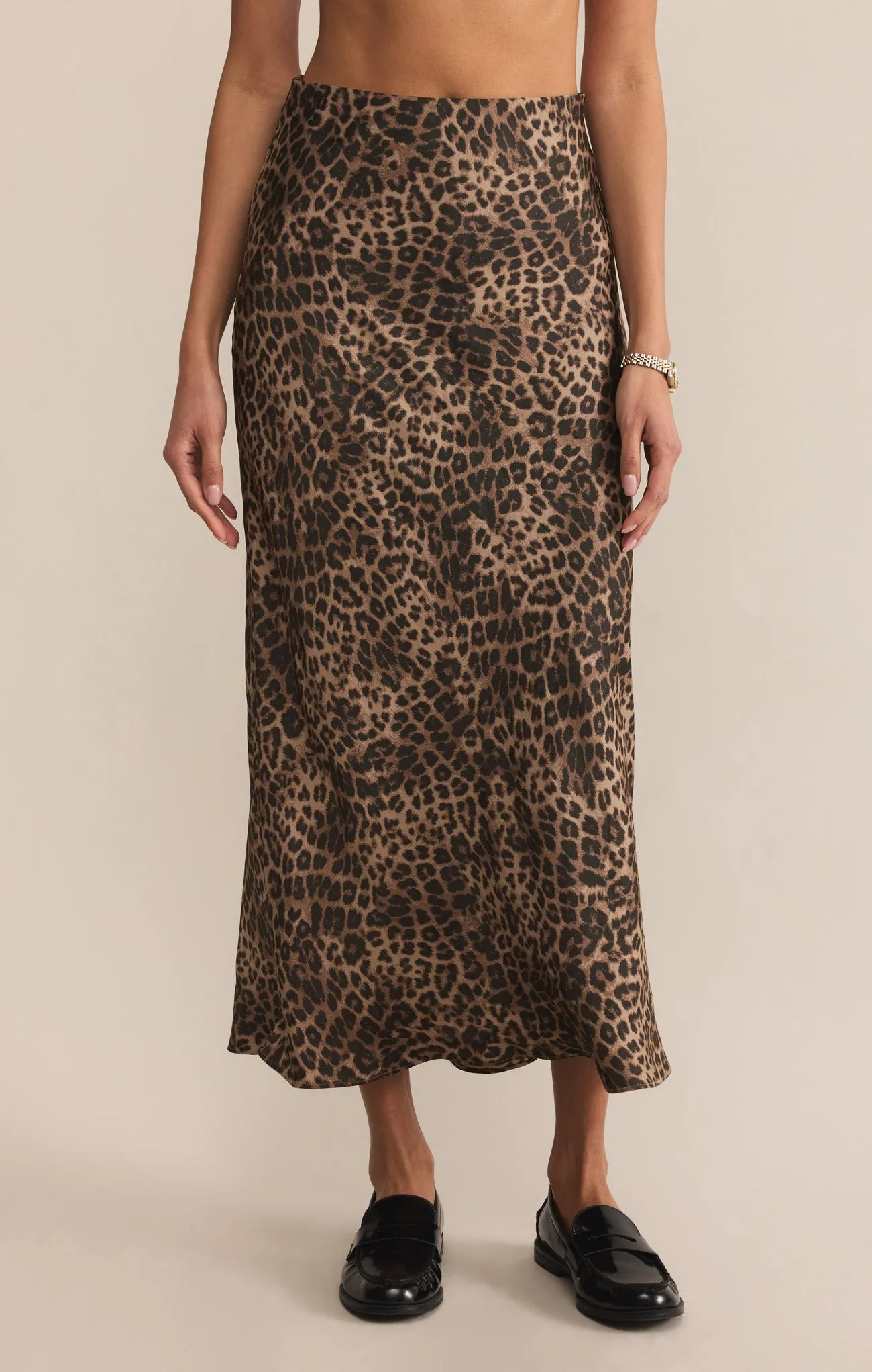 Leopard Europa Luxe Sheen Midi Skirt sold by Z Supply