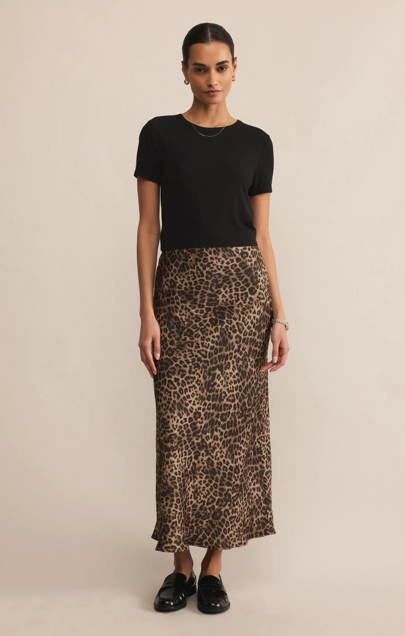 Leopard Europa Luxe Sheen Midi Skirt sold by Z Supply product image thumbnail 4