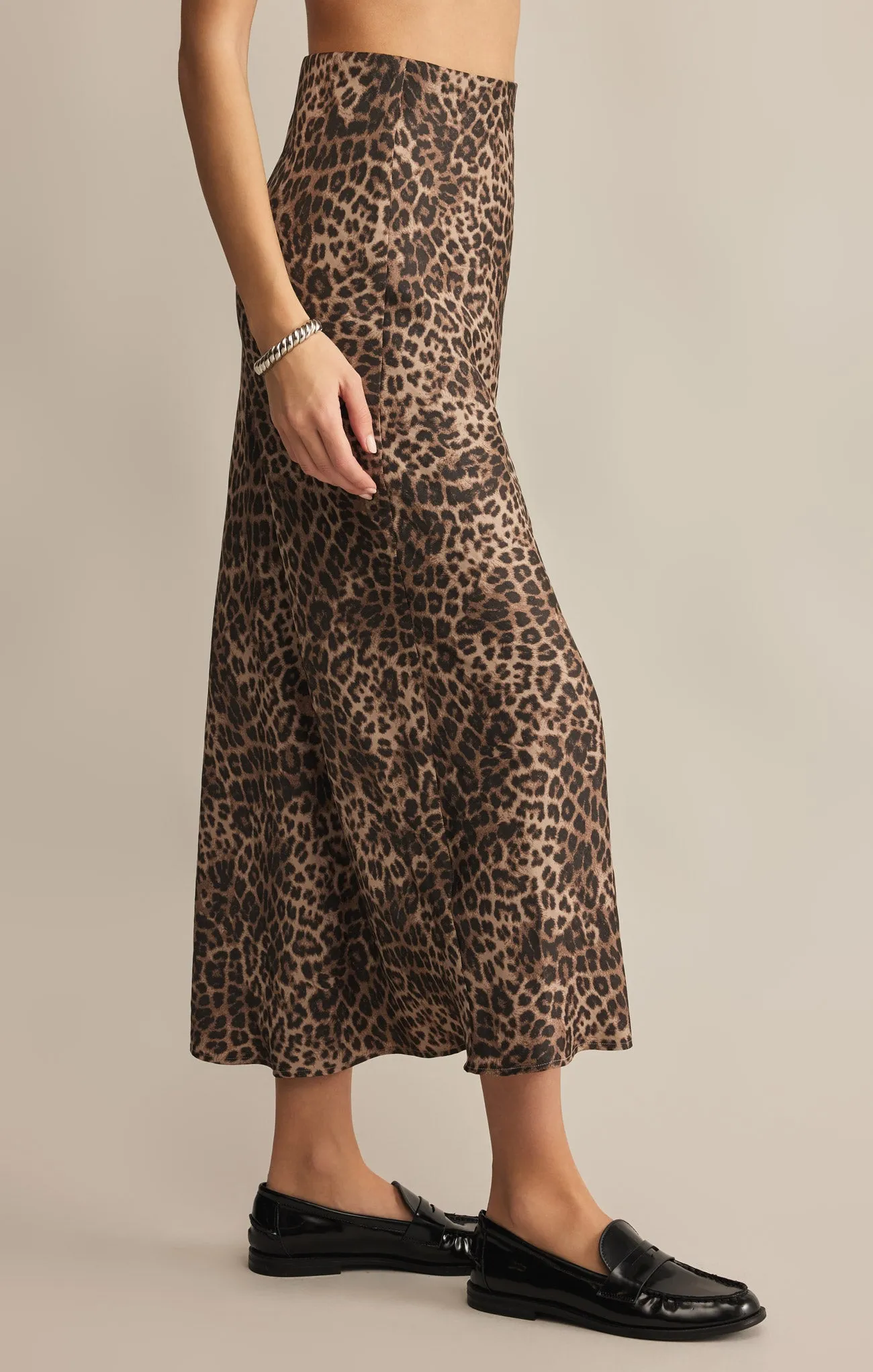 Leopard Europa Luxe Sheen Midi Skirt sold by Z Supply product image thumbnail 3