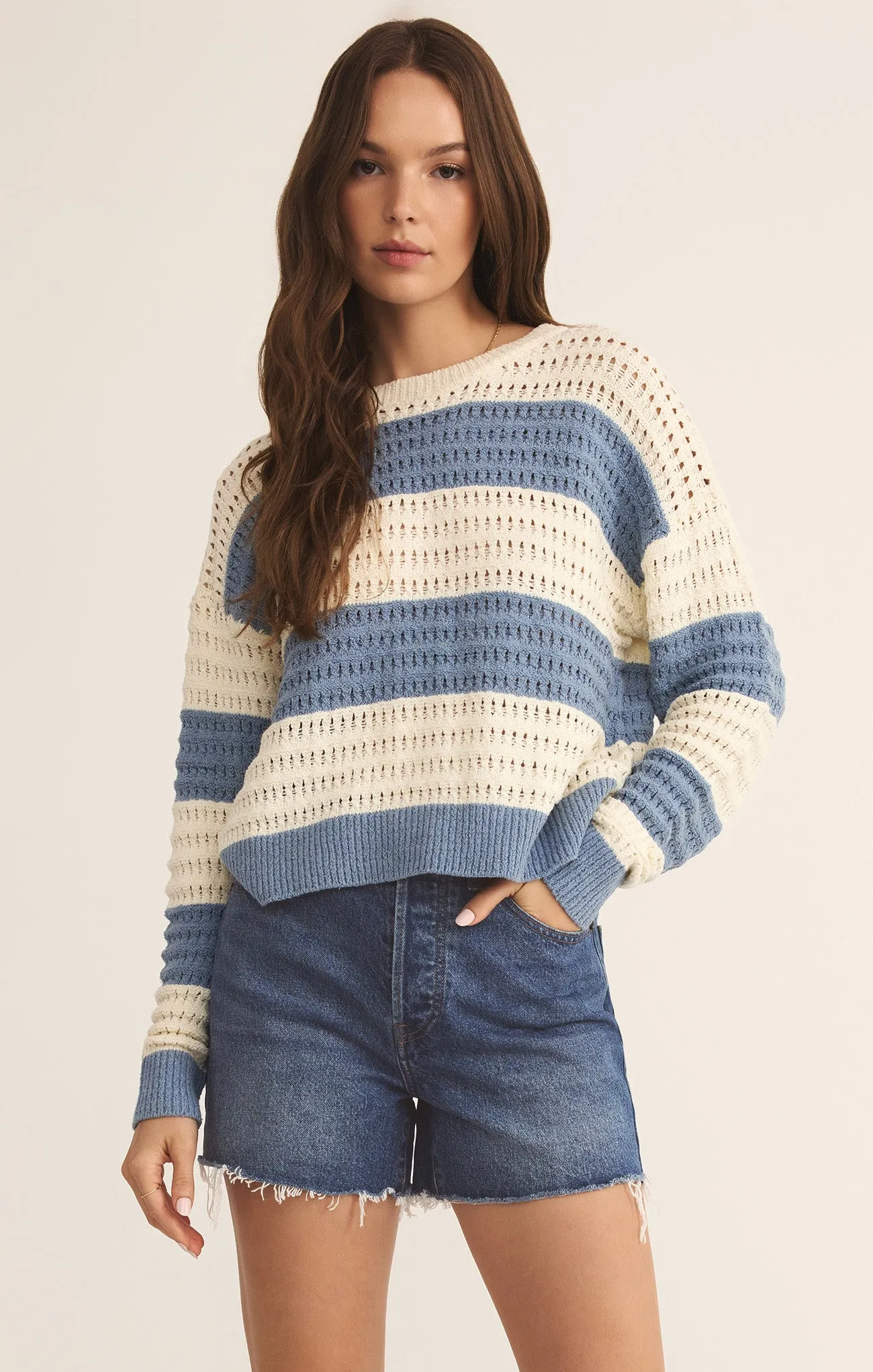 Bonaparte Stripe Crochet Sweater sold by Z Supply
