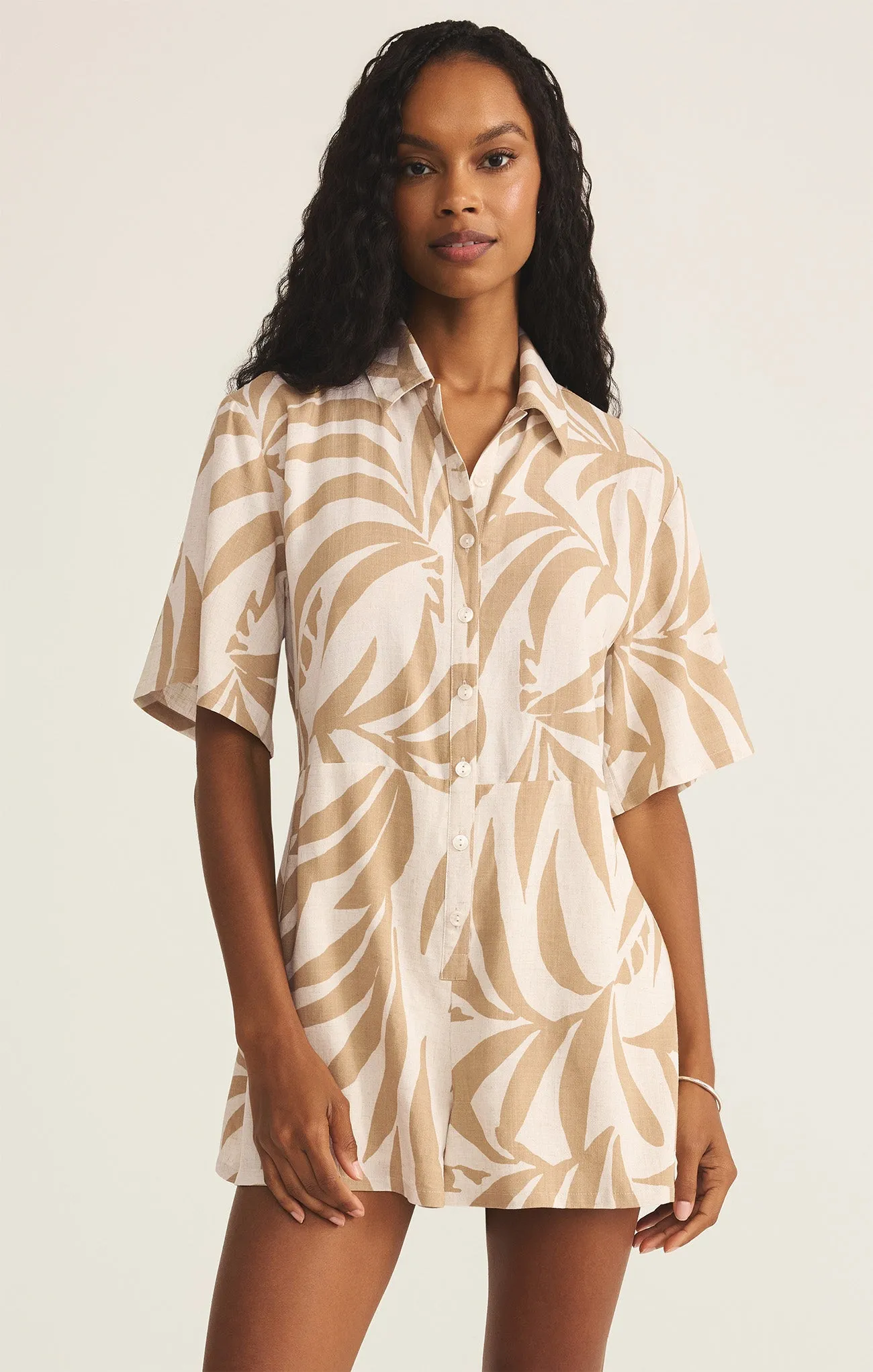 Marcel Tropical Palm Romper sold by Z Supply