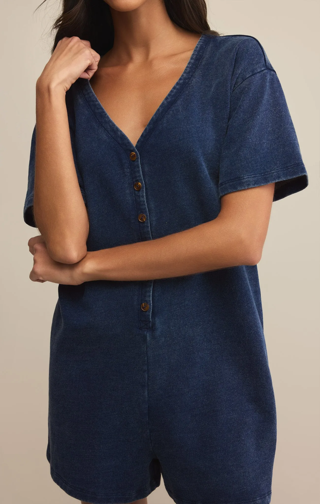 Enid Knit Denim Romper sold by Z Supply product image thumbnail 5