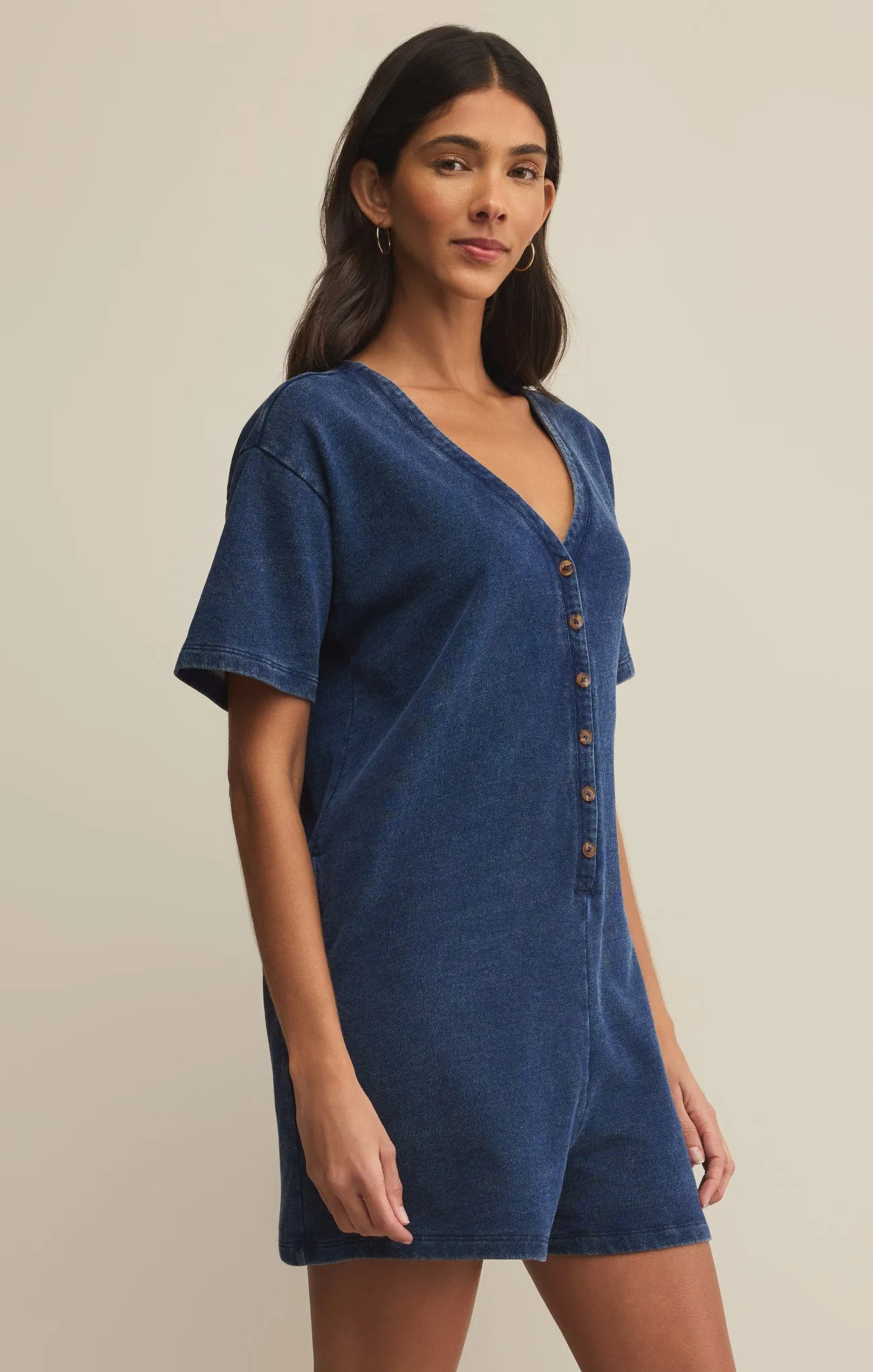 Enid Knit Denim Romper sold by Z Supply product image thumbnail 3
