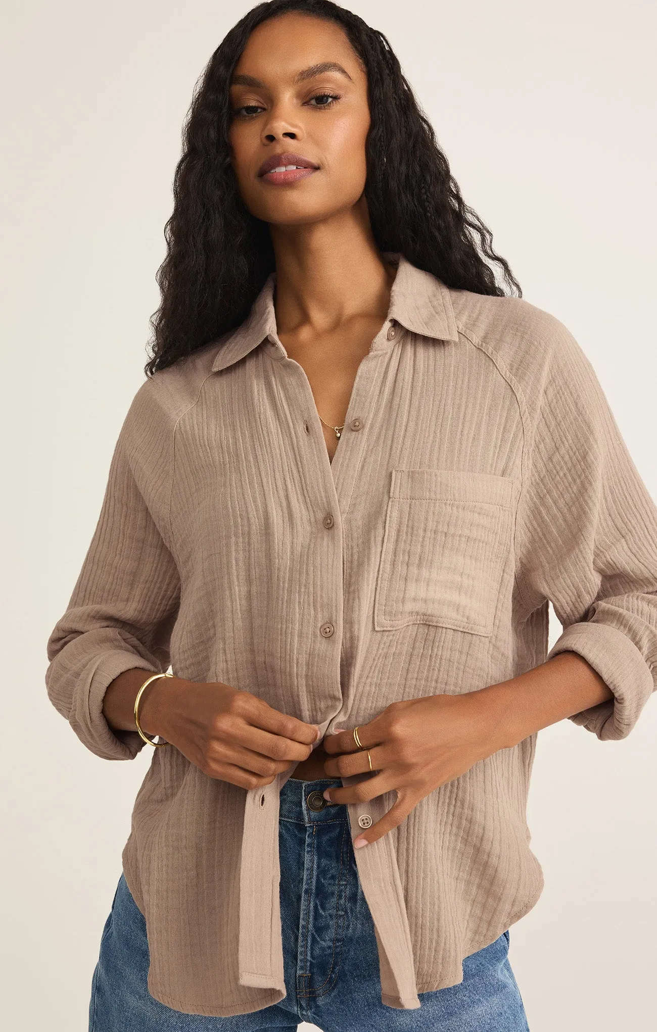 Perfect Airy Gauze Button Up sold by Z Supply