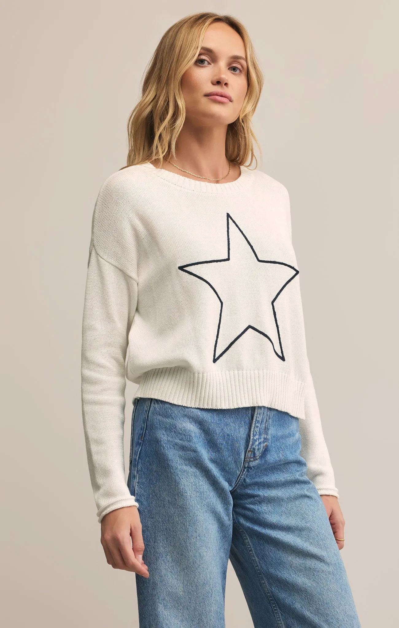 Sienna Lucky Star Embroidered Sweater sold by Z Supply product image thumbnail 3