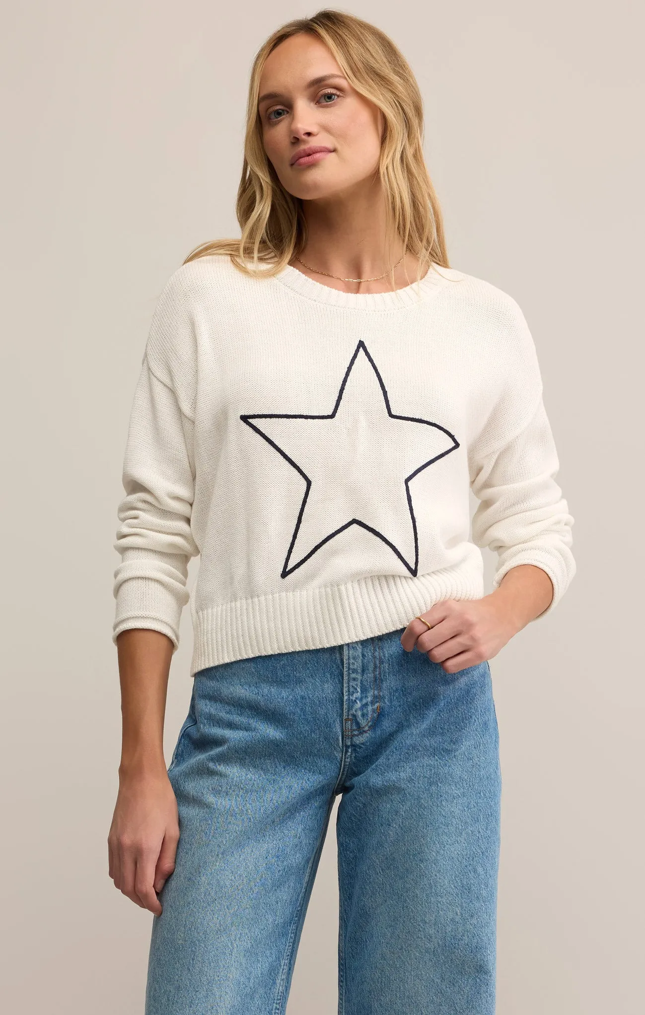 Sienna Lucky Star Embroidered Sweater sold by Z Supply