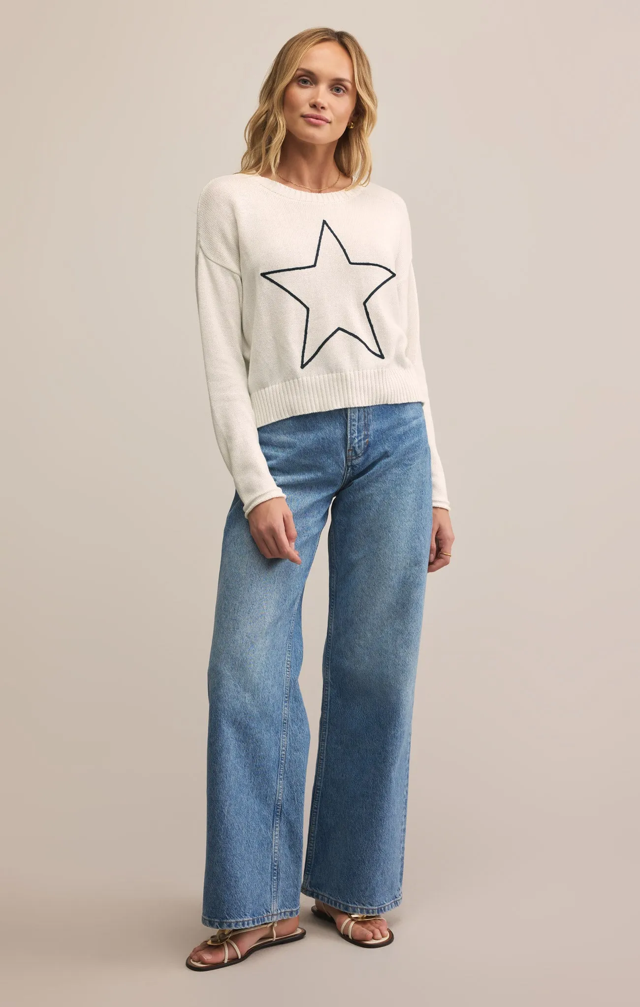 Sienna Lucky Star Embroidered Sweater sold by Z Supply product image thumbnail 4