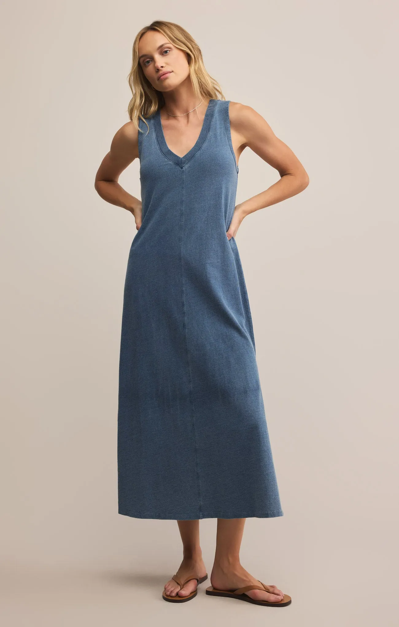 Coastline Jersey Denim Midi Dress sold by Z Supply product image thumbnail 4