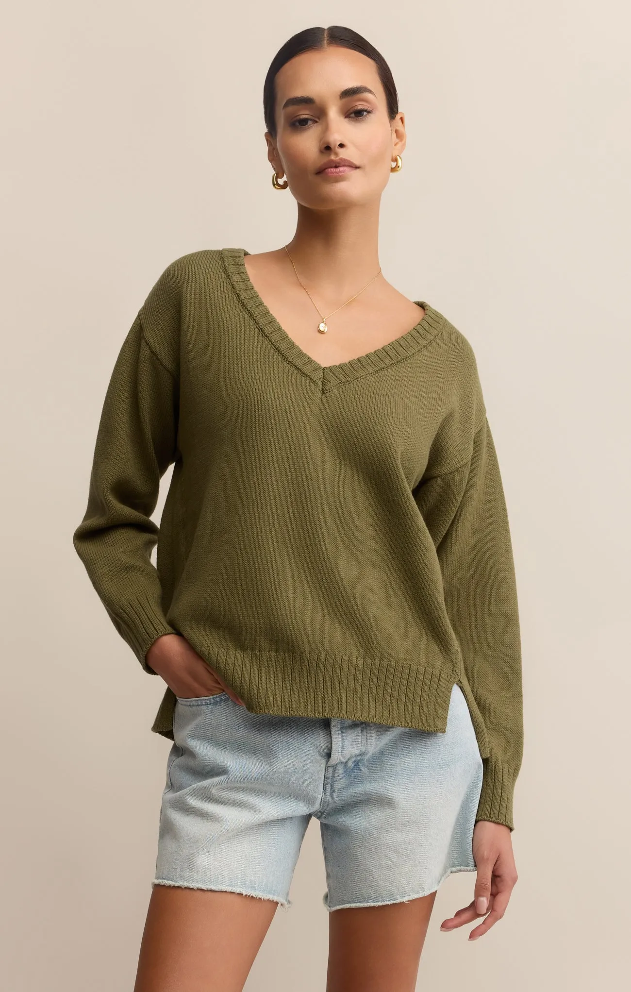 All Around Cotton V-Neck Sweater sold by Z Supply