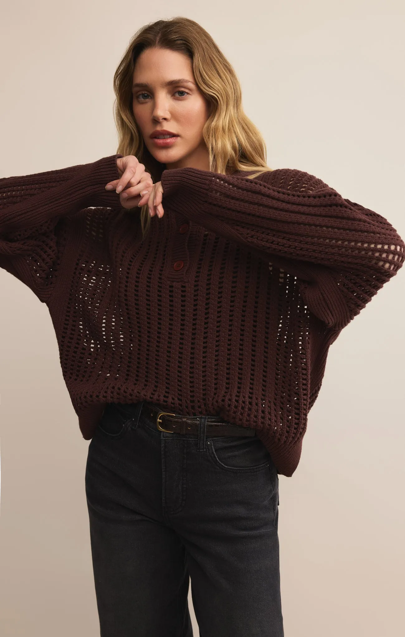 Looking Glass Crochet Polo Sweater sold by Z Supply product image thumbnail 5