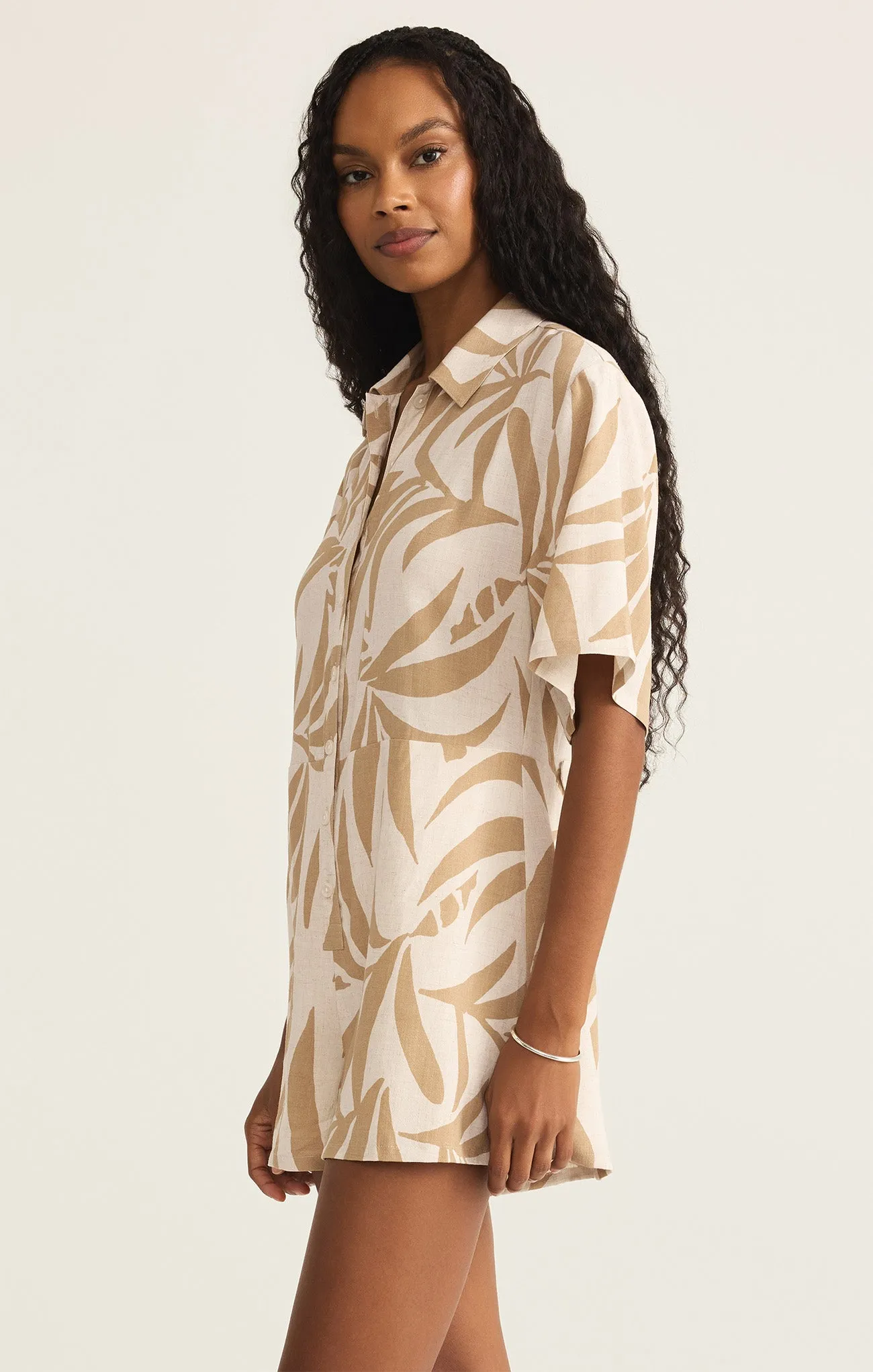 Marcell Palm Button Up Romper sold by Z Supply product image thumbnail 4