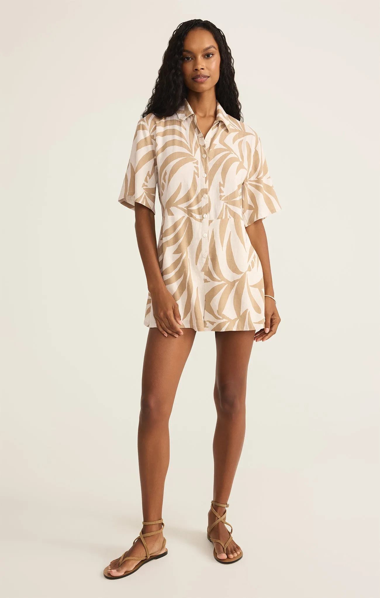 Marcell Palm Button Up Romper sold by Z Supply product image thumbnail 5