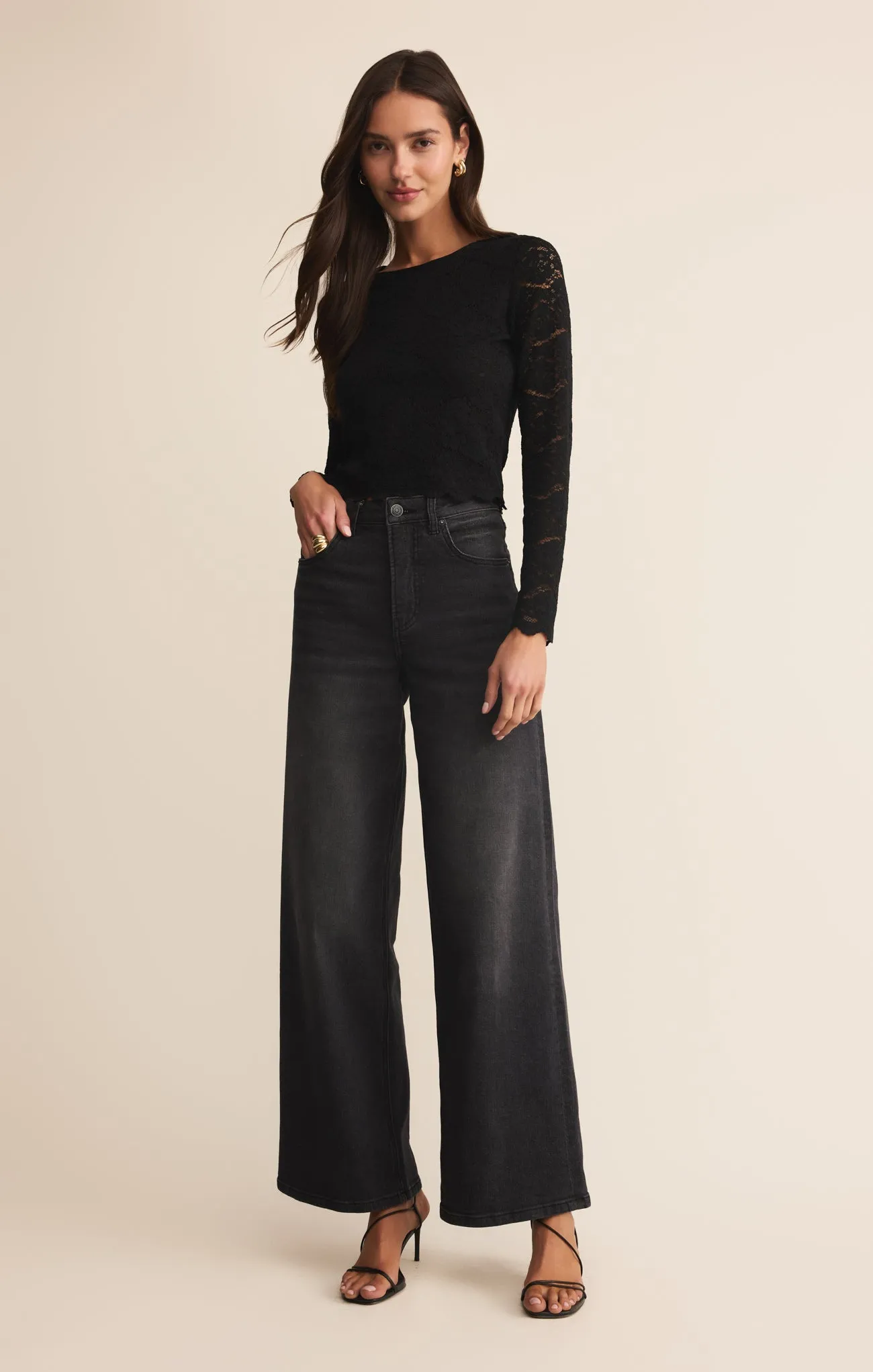 Aurora Lace Cropped Long Sleeve sold by Z Supply product image thumbnail 4