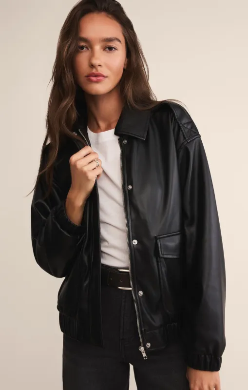 Idols Faux Leather Bomber Jacket made by Z Supply
