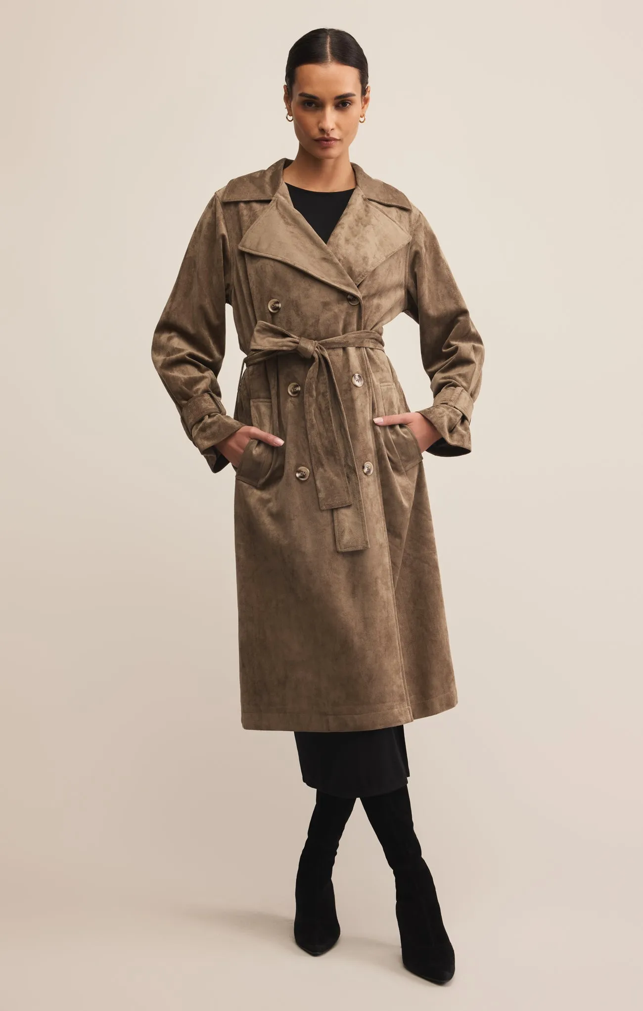 Dorian Faux Suede Trench Coat sold by Z Supply