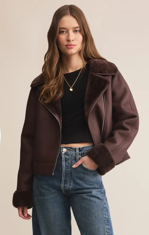 Locklin Faux Leather Sherpa Jacket sold by Z Supply