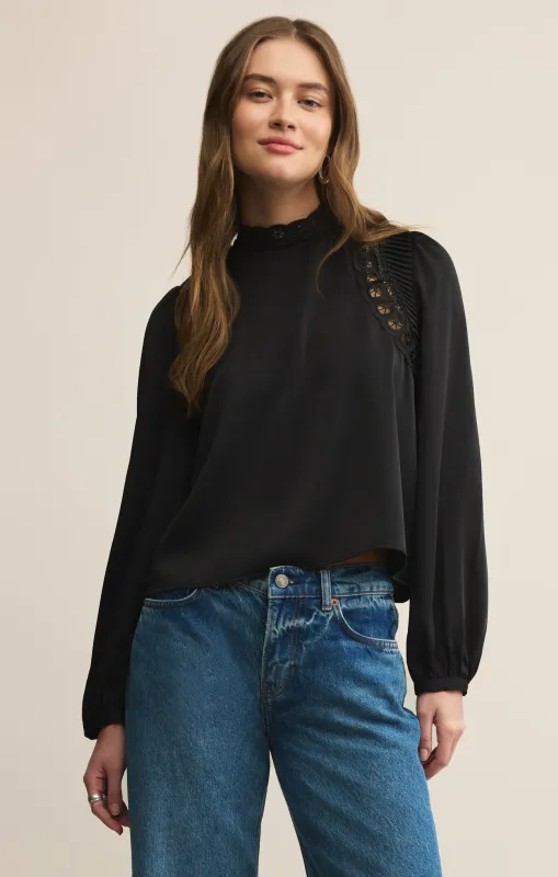 Silvana Mock Neck Embroidered Top sold by Z Supply