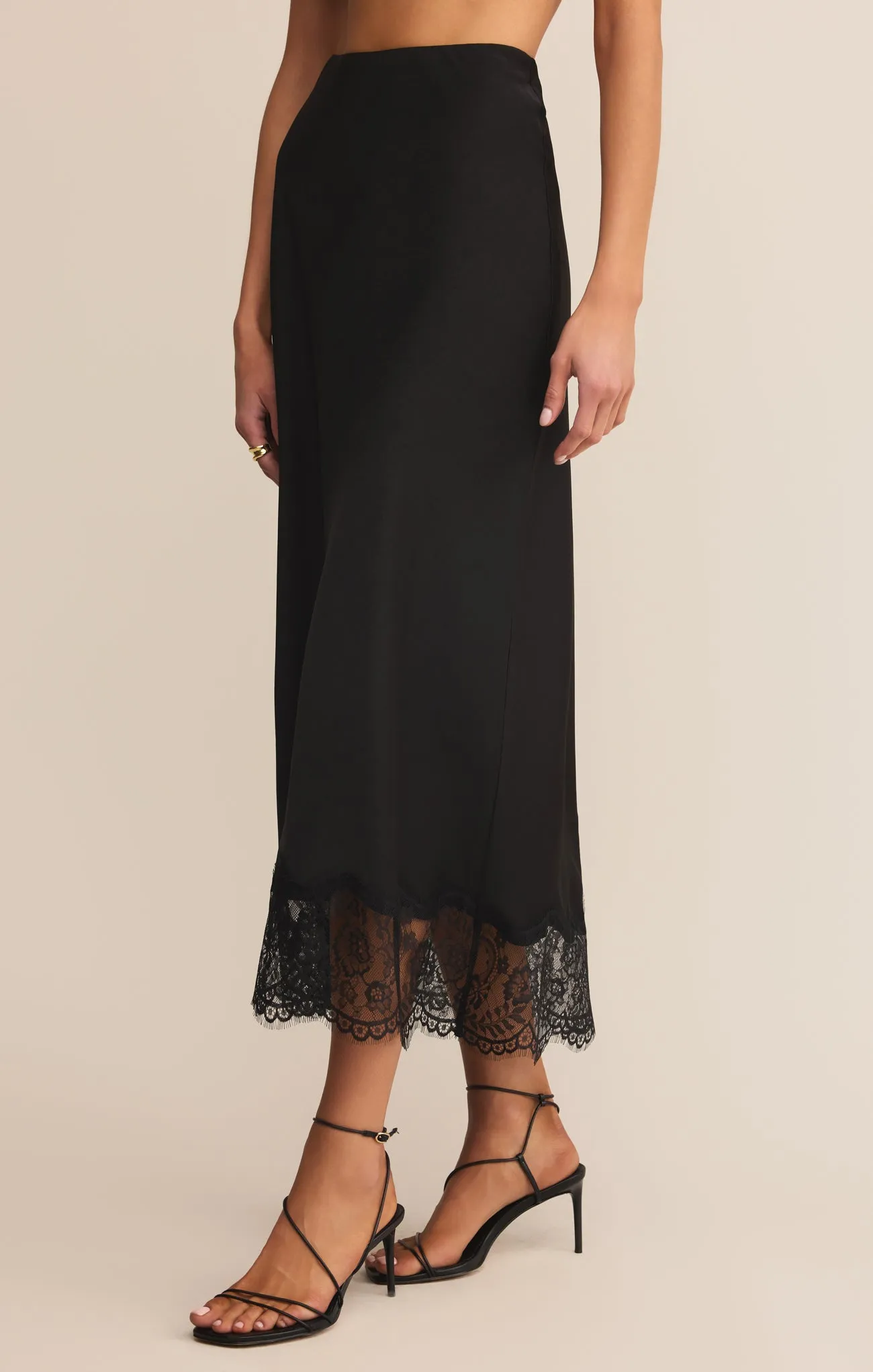 Cinder Lace Satin Midi Skirt sold by Z Supply product image thumbnail 3