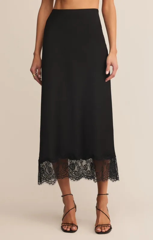 Cinder Lace Satin Midi Skirt sold by Z Supply