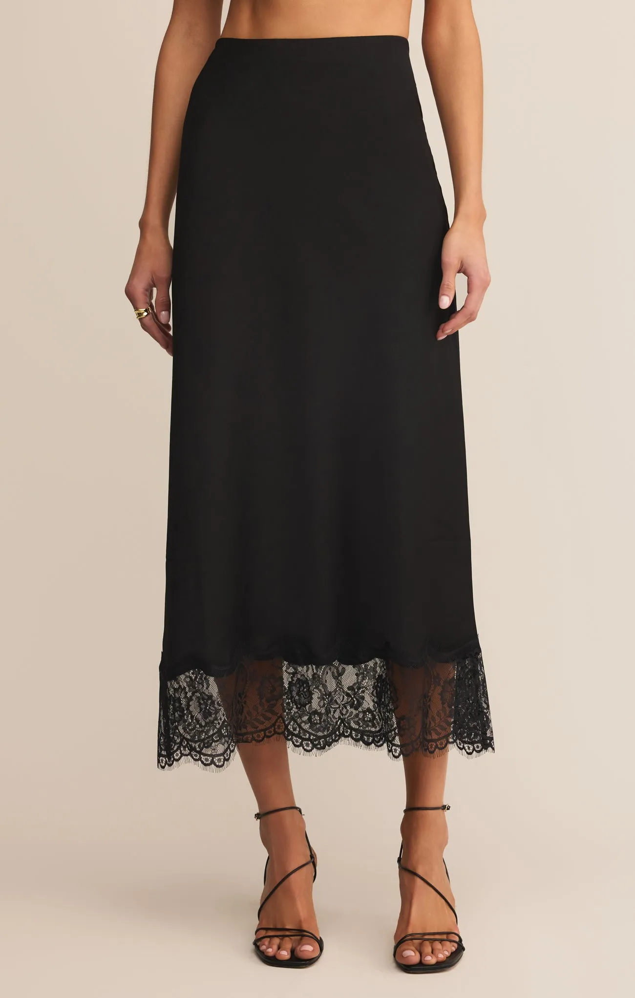 Cinder Lace Satin Midi Skirt sold by Z Supply