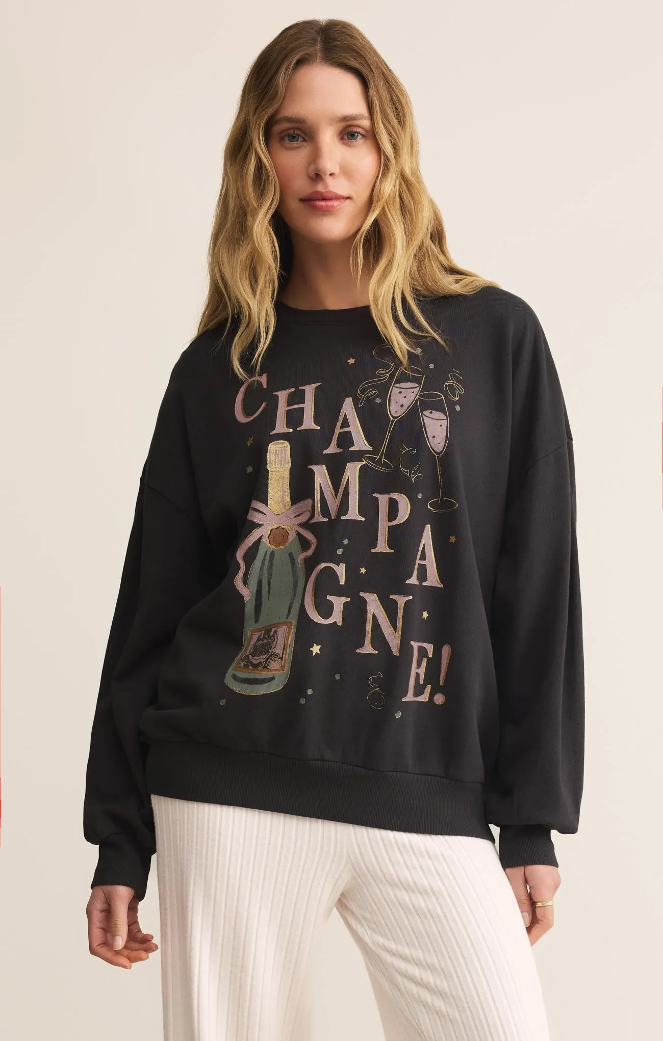 Celebrate Champagne Sweatshirt sold by Z Supply