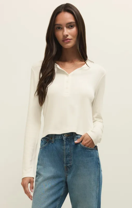 Ferris Cropped Henley Top sold by Z Supply